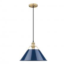  3306-L BCB-NVY - Orwell BCB Large Pendant - 14" in Brushed Champagne Bronze with Matte Navy shade